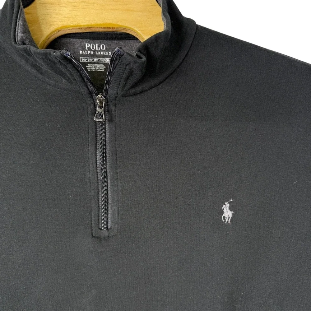 Polo Ralph Lauren Pullover Mens 2XB Black Long Sleeve Quarter Zip Cotton Shirt